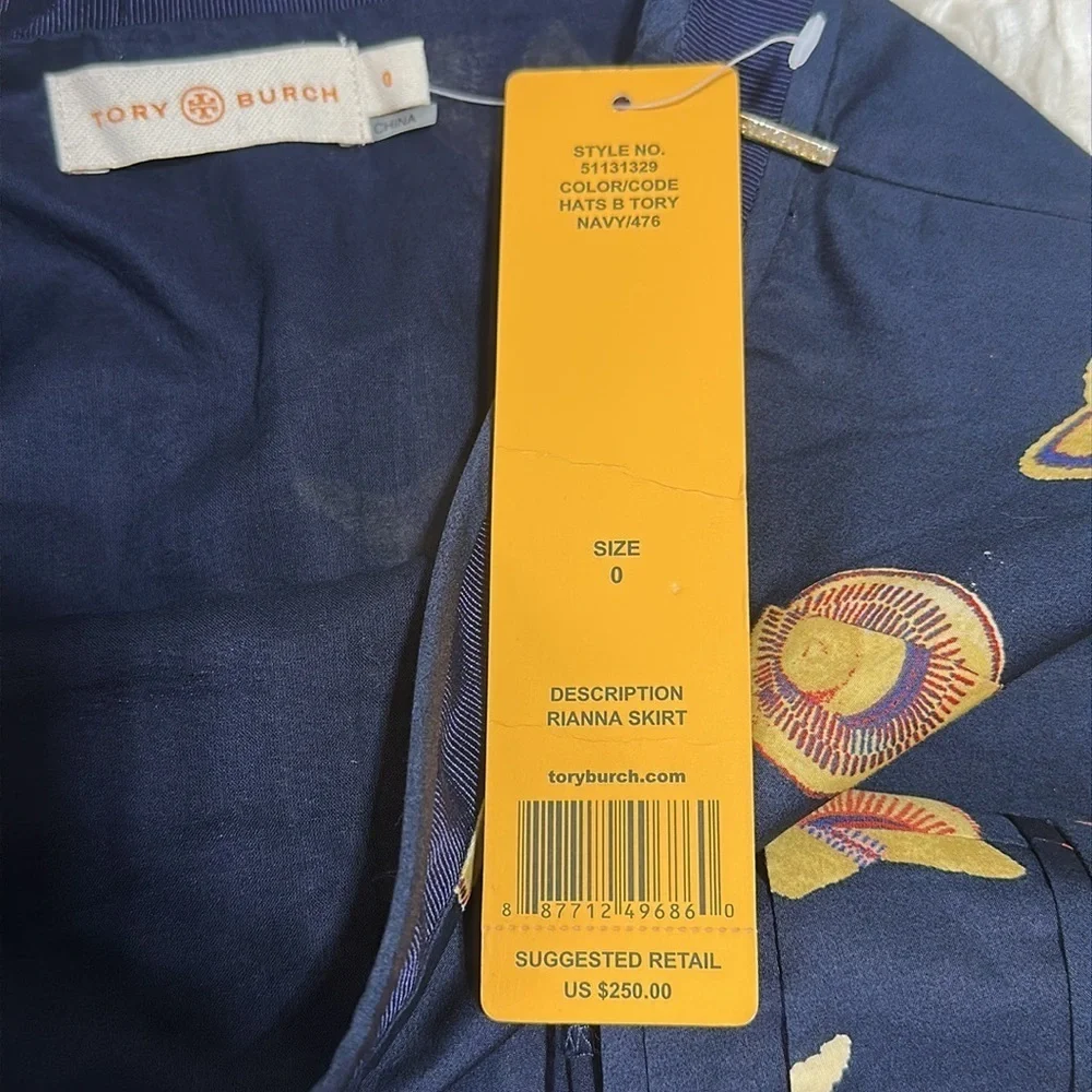 NWT Tory Burch Rianna RARE straw hat tiered navy mini skirt summer size 0